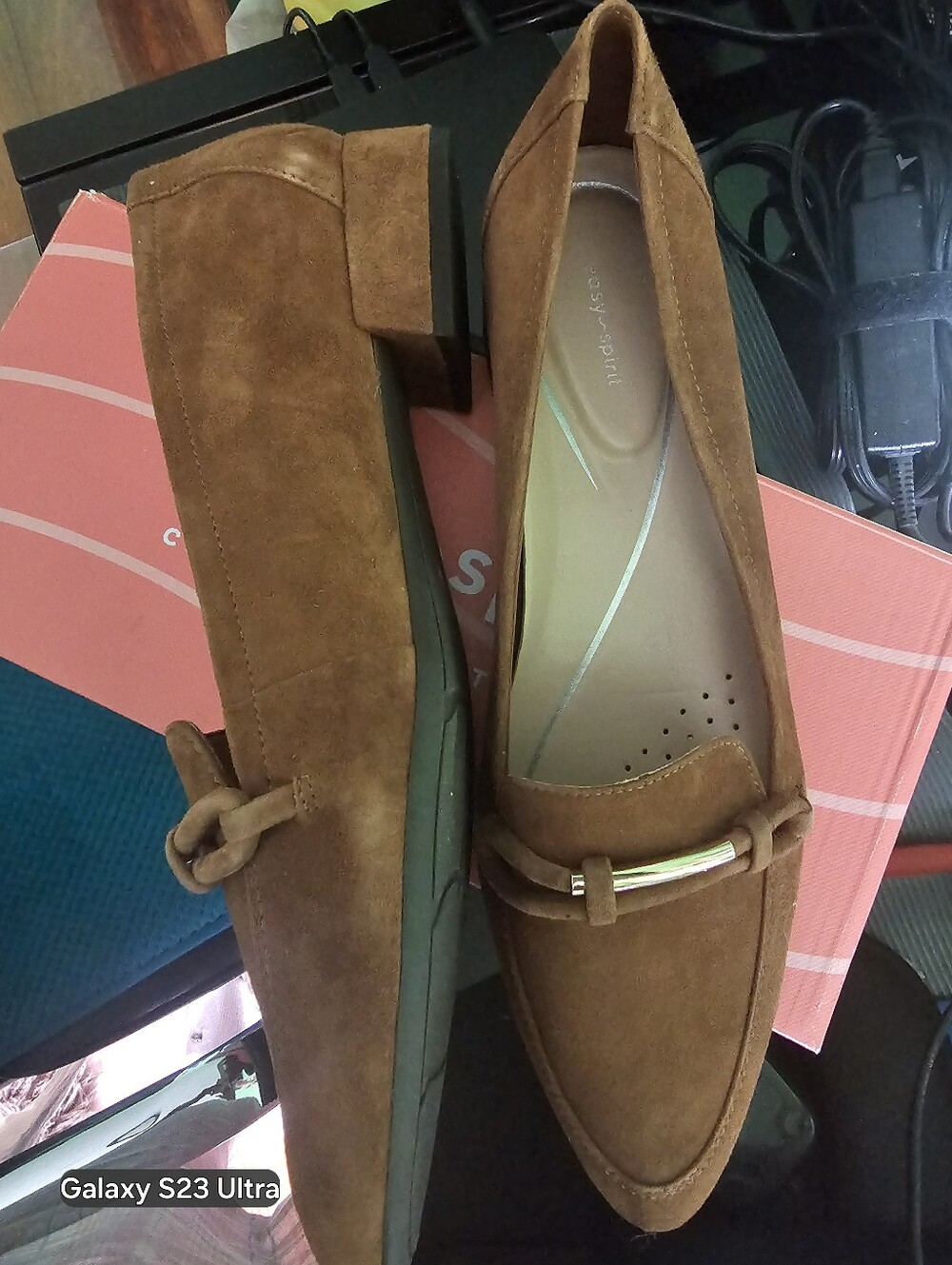 Suede Loafer Heels for Women- Brown